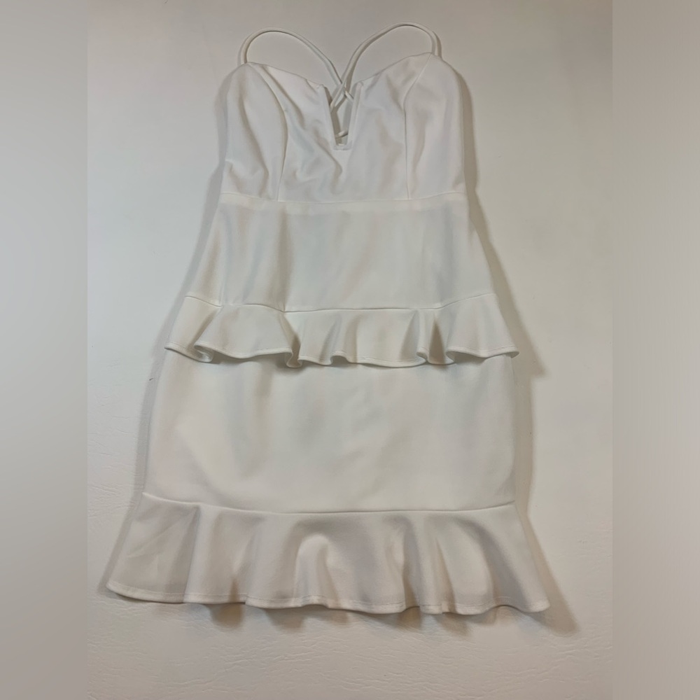 NWT Blue Blush white ruffled mini dress lined small (bin J) - Picture 5 of 16